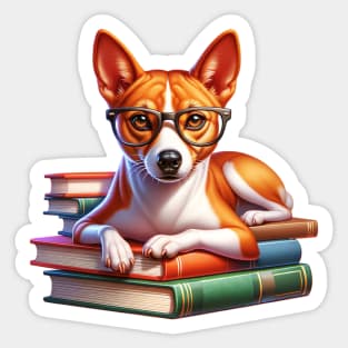 Basenji And Books Sticker